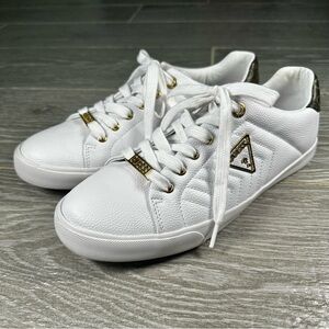 Guess WG Denver Sneaker White Gold Logo Accent Lace Up Women’s Size US 10M